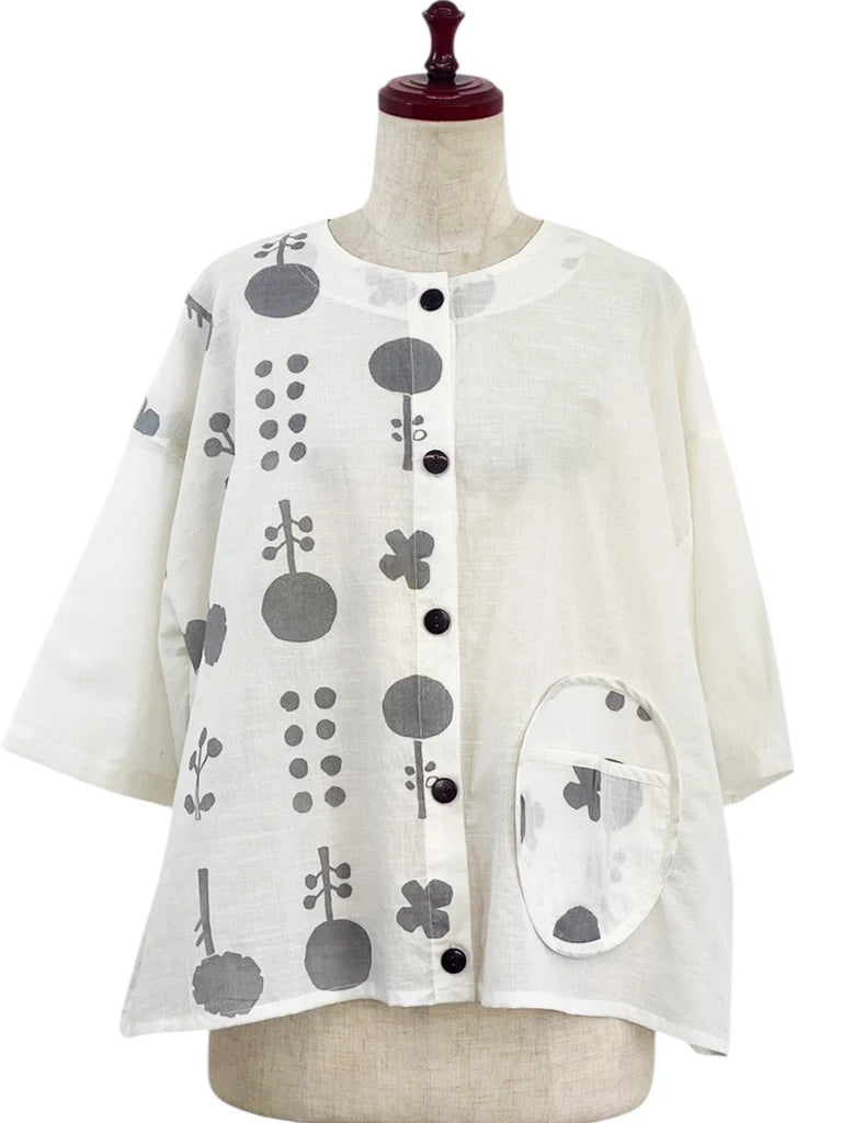 MONA LISA by Pure Fit - Circle Pocket Jacket - Contemporary Print - 264369-1-NT - NATURAL (G)