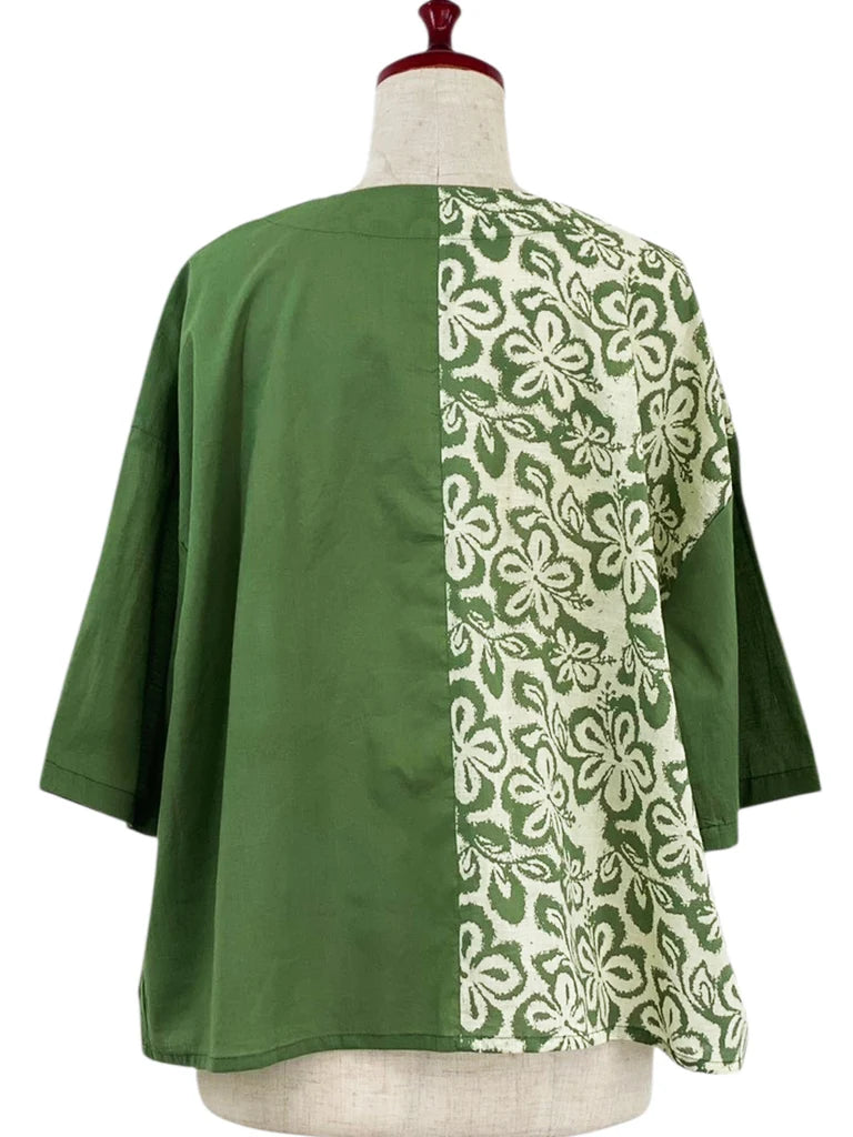 MONA LISA by Pure Fit - Circle Pocket Jacket - Floral Stamp Print - 264369-2-GE - GREEN (H)