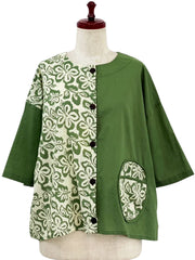 MONA LISA by Pure Fit - Circle Pocket Jacket - Floral Stamp Print - 264369-2-GE - GREEN (H)