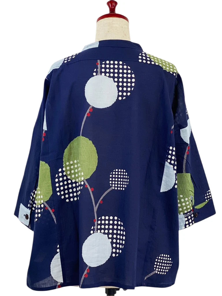 MONA LISA by Pure Fit - Hi-Low Short Jacket - Modern Botanical Print - 264371-DB - DARK BLUE (C)