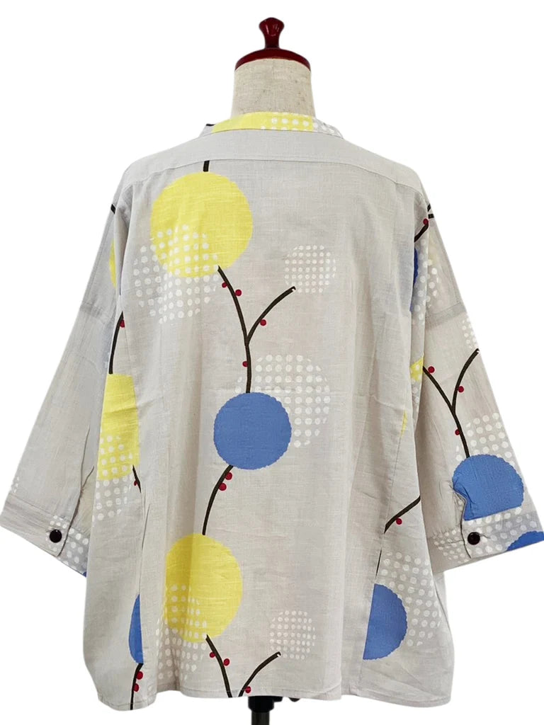 MONA LISA by Pure Fit - Hi-Low Short Jacket - Modern Botanical Print - 264371-LG - LIGHT GREY (B)