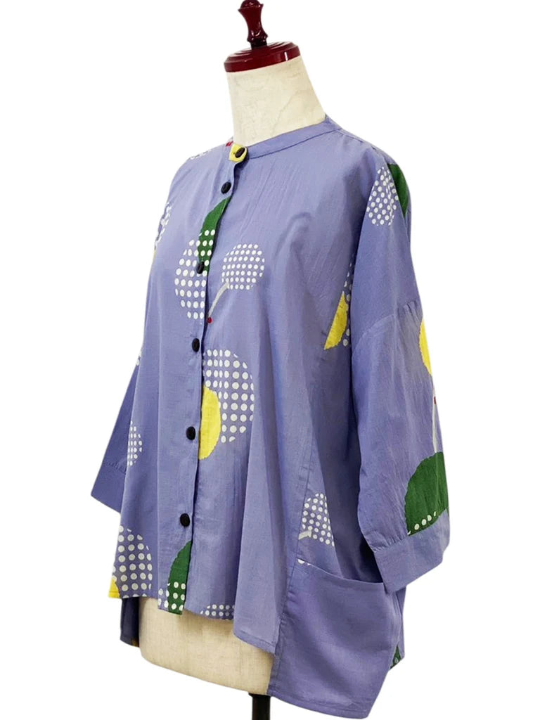 MONA LISA by Pure Fit - Hi-Low Short Jacket - Modern Botanical Print - 264371-PU - PURPLE (J)