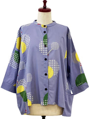 MONA LISA by Pure Fit - Hi-Low Short Jacket - Modern Botanical Print - 264371-PU - PURPLE (J)