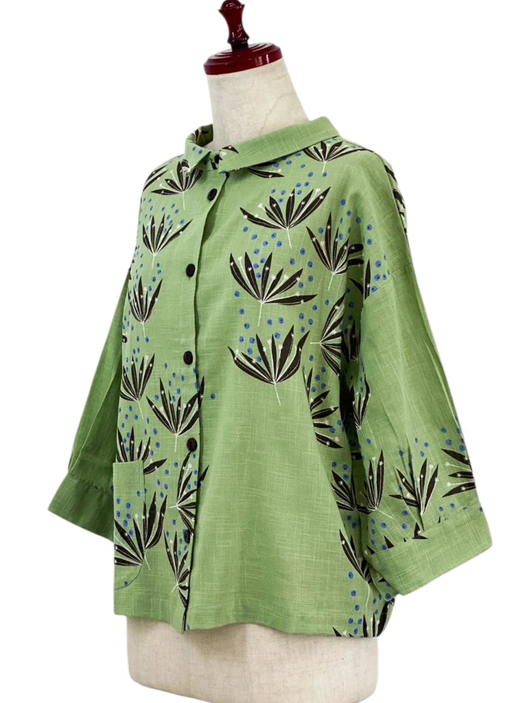 MONA LISA by Pure Fit - Simple Jacket - Botanical Bliss Print - 264375-GE - GREEN (H)