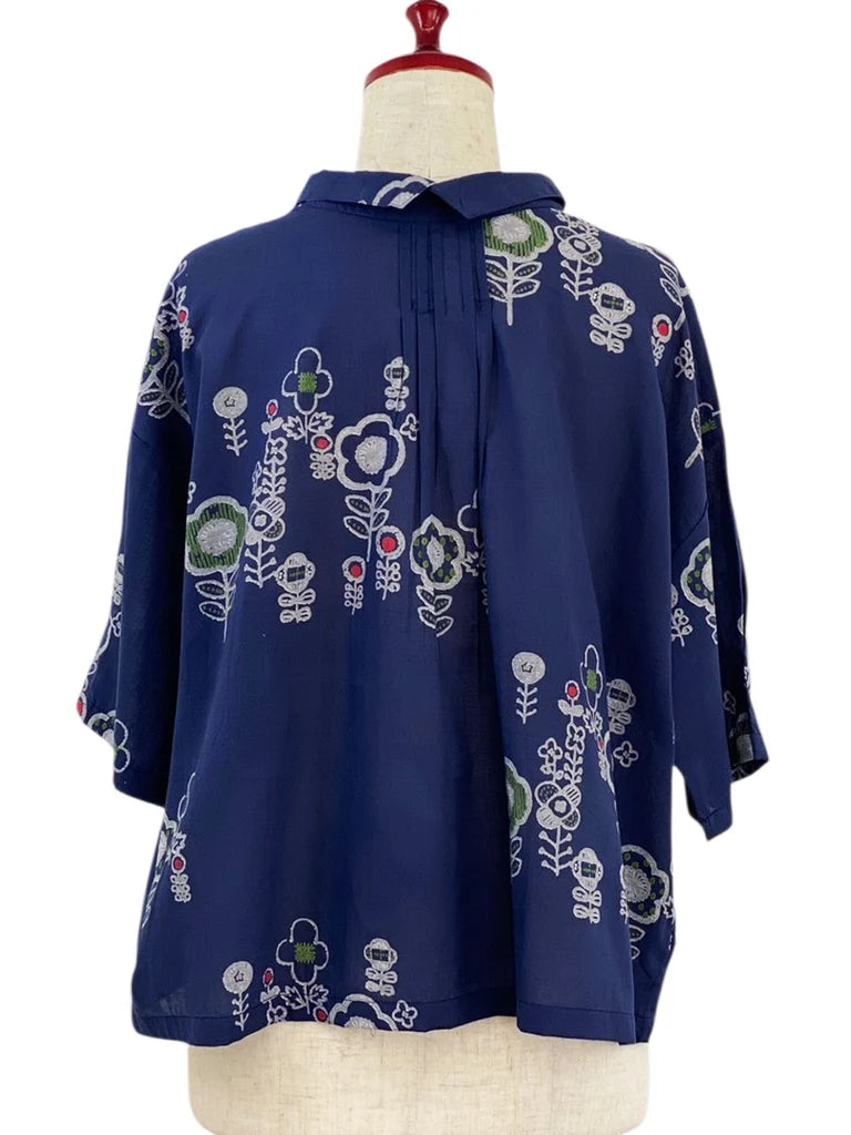 MONA LISA by Pure Fit - Simple Jacket - Secret Garden Print - 264376-DB - DARK BLUE (C)