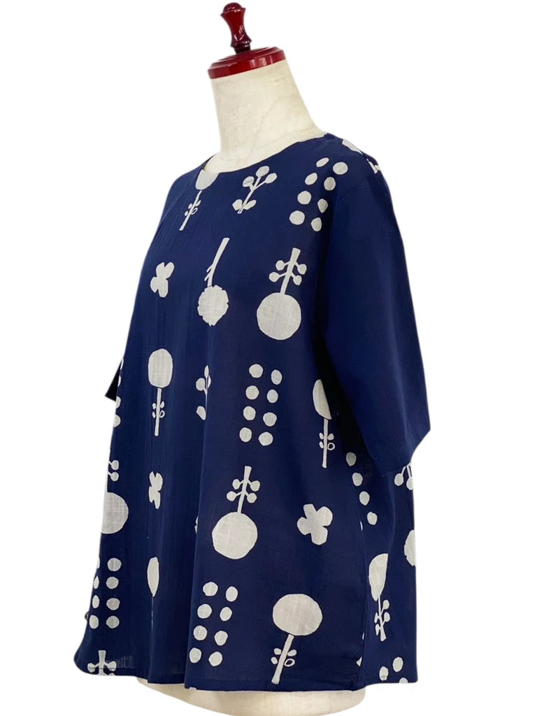 MONA LISA by Pure Fit - Combo Pullover - Contemporary Print - 264378-1-DB - DARK BLUE (C)
