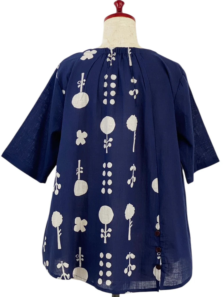 MONA LISA by Pure Fit - Combo Pullover - Contemporary Print - 264378-1-DB - DARK BLUE (C)