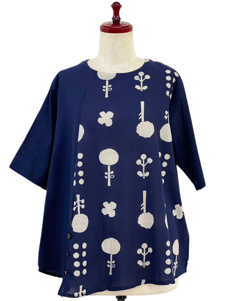 MONA LISA by Pure Fit - Combo Pullover - Contemporary Print - 264378-1-DB - DARK BLUE (C)