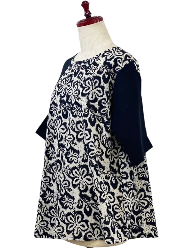 MONA LISA by Pure Fit - Combo Pullover - Floral Stamp Print - 264378-2-BK - BLACK (A)