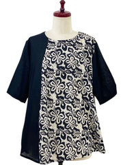 MONA LISA by Pure Fit - Combo Pullover - Floral Stamp Print - 264378-2-BK - BLACK (A)