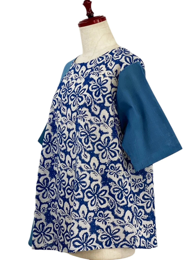 MONA LISA by Pure Fit - Combo Pullover - Floral Stamp Print - 264378-2-BL - BLUE (C)