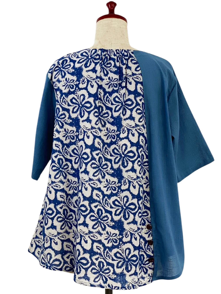 MONA LISA by Pure Fit - Combo Pullover - Floral Stamp Print - 264378-2-BL - BLUE (C)