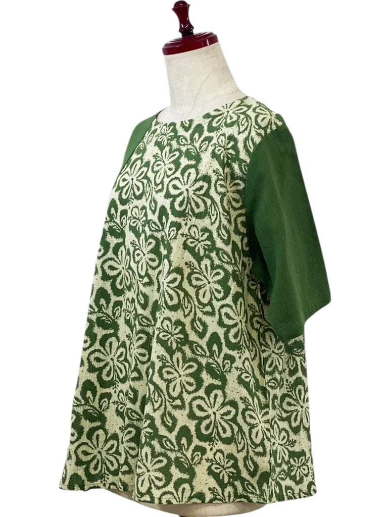 MONA LISA by Pure Fit - Combo Pullover - Floral Stamp Print - 264378-2-GE - GREEN (H)