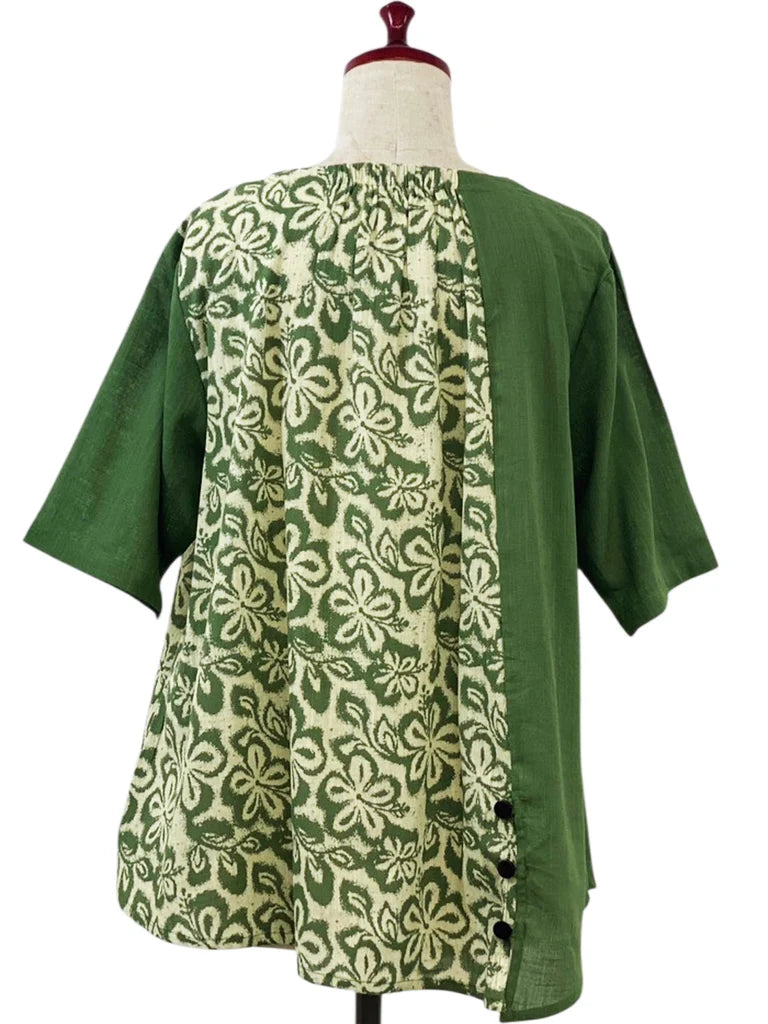 MONA LISA by Pure Fit - Combo Pullover - Floral Stamp Print - 264378-2-GE - GREEN (H)