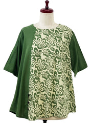MONA LISA by Pure Fit - Combo Pullover - Floral Stamp Print - 264378-2-GE - GREEN (H)