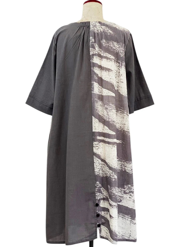 MONA LISA by Pure Fit - Combo Dress - Brushstroke Print - 264381-NT - NATURAL (G)