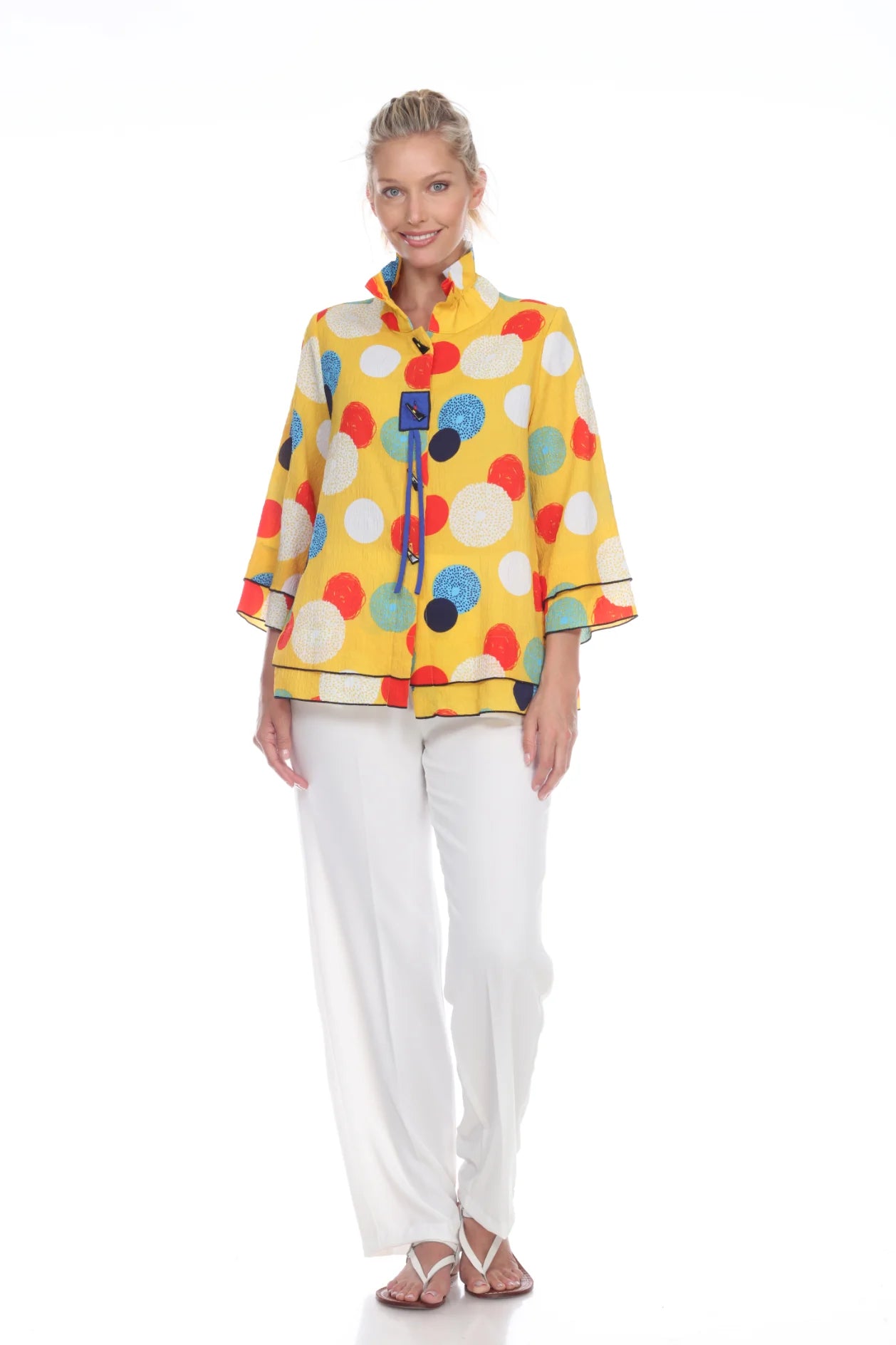 MOONLIGHT Yellow Button Down Polkadot Top - 2654 POKN