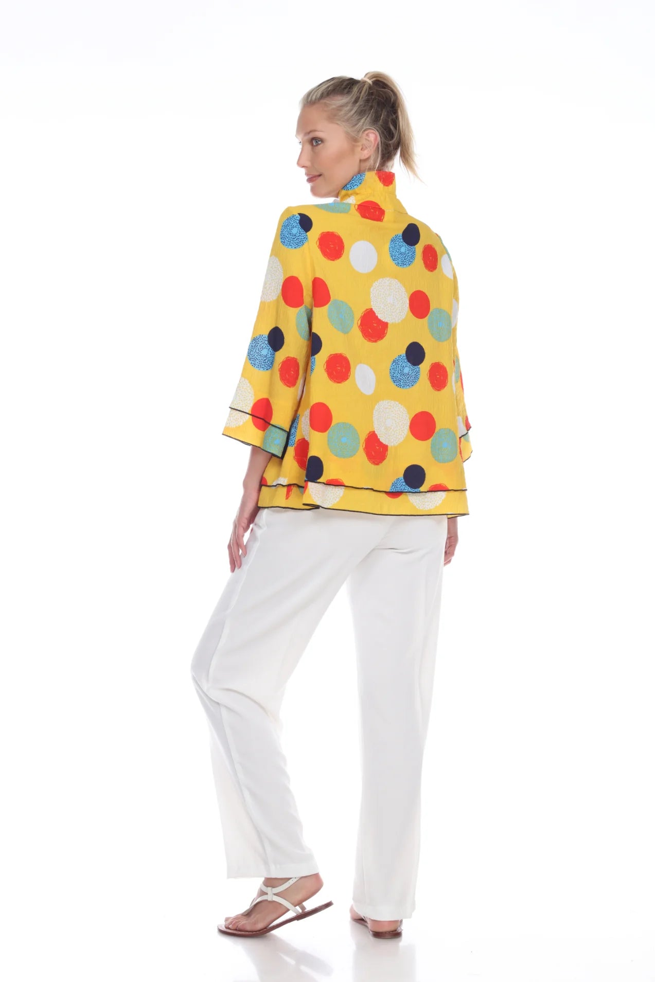 MOONLIGHT Yellow Button Down Polkadot Top - 2654 POKN
