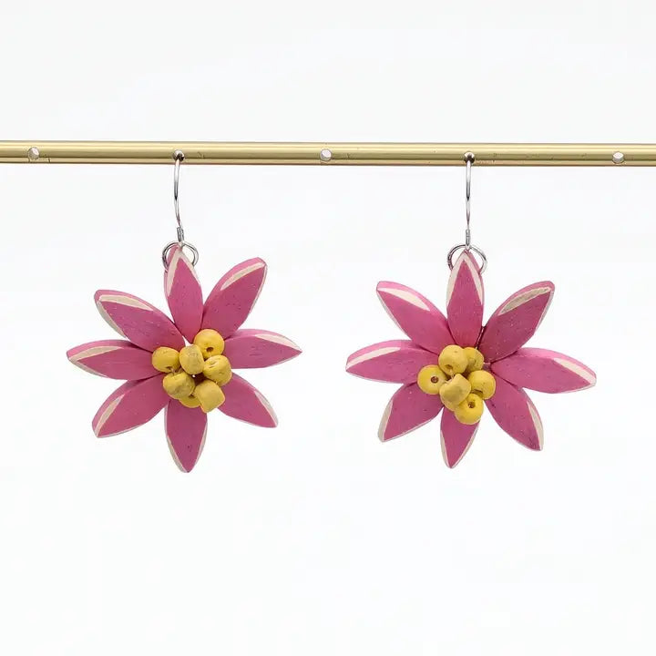SYLCA Pink and Yellow Amaya Flower Earrings - P23E02 - PINK/YELLOW