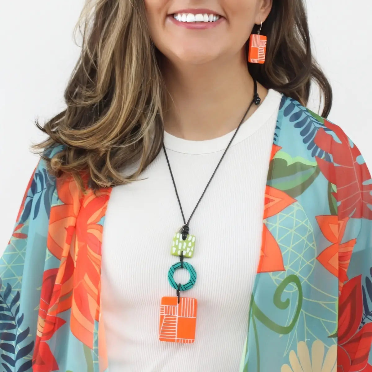SYLCA Orange Geovibe Pendant Necklace