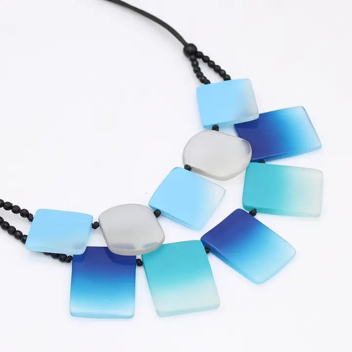 SYLCA Coastal Cascade Statement Necklace - SD26N19 - BLUE