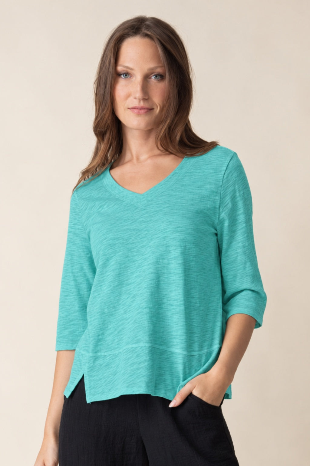 Habitat Cotton Pebble Elbow Sleeve Tee - 27515 - GROTTO