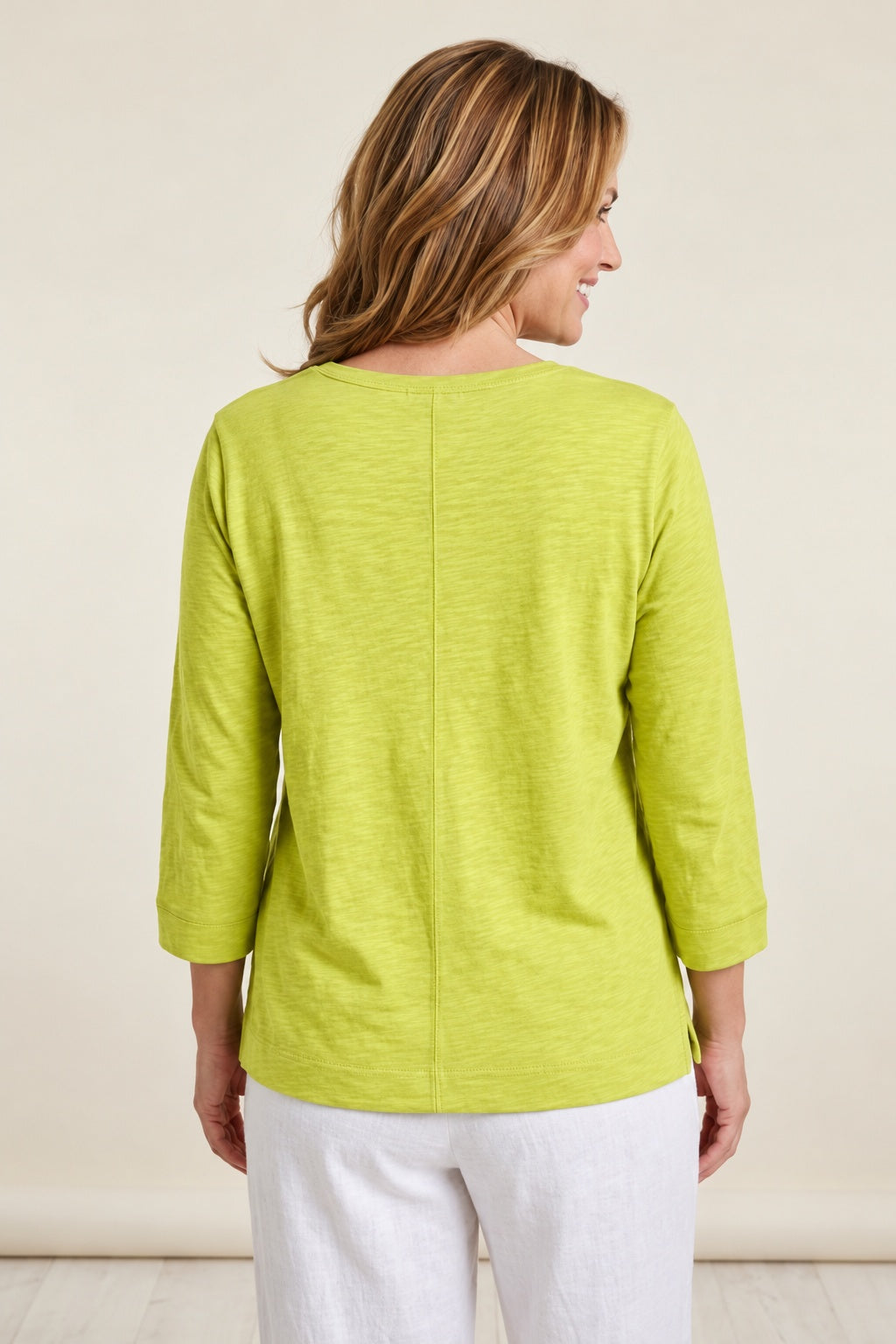 Habitat Cotton Pebble Coverstitch Boatneck Tee - 27522 - KIWI