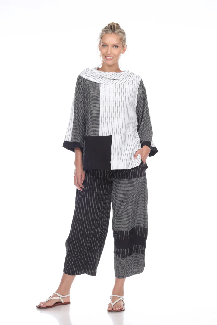 Moonlight Mixed-Print Cowl Neck Tunic - 2804