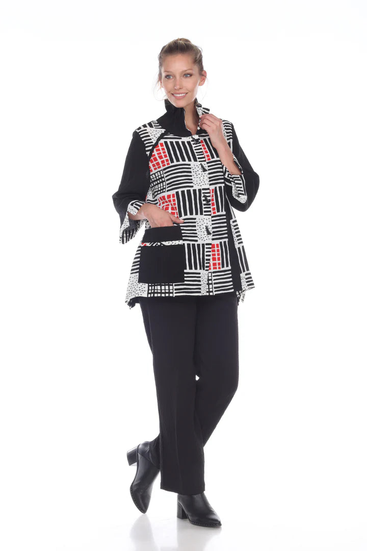 Moonlight Mixed-Media Jacket- RED - 2846