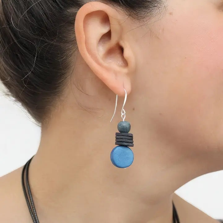SYLCA Blue and Black Dusk Earrings - SD25E27 - BLUE
