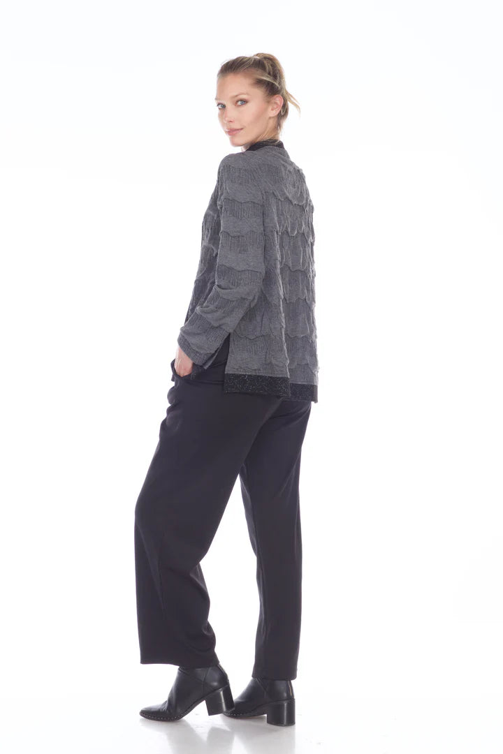 Moonlight Soft Knit Asymmetric Sweater Jacket in Grey - 2966-GRY