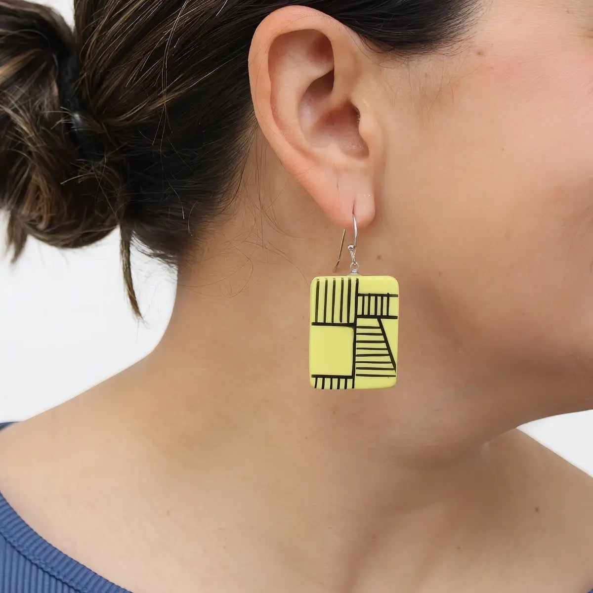 SYLCA Chartreuse Geovibe Drop Earring - LS25E22 - CHARTREUSE