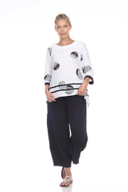 MOONLIGHT White Tunic with Black Artsy Circles - 2980