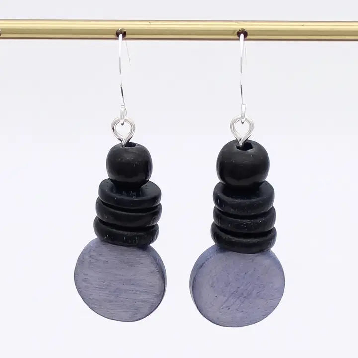 SYLCA Periwinkle and Black Dusk Earrings - SD25E27 - PERIWINKLE