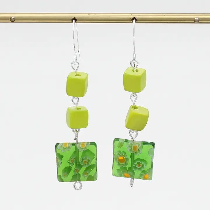 SYLCA Lime Floral Drop Earring - SD24E32 - LIME