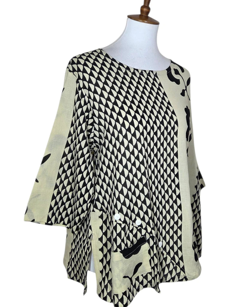Yasuko Button Blouse - KFD-203 - Black