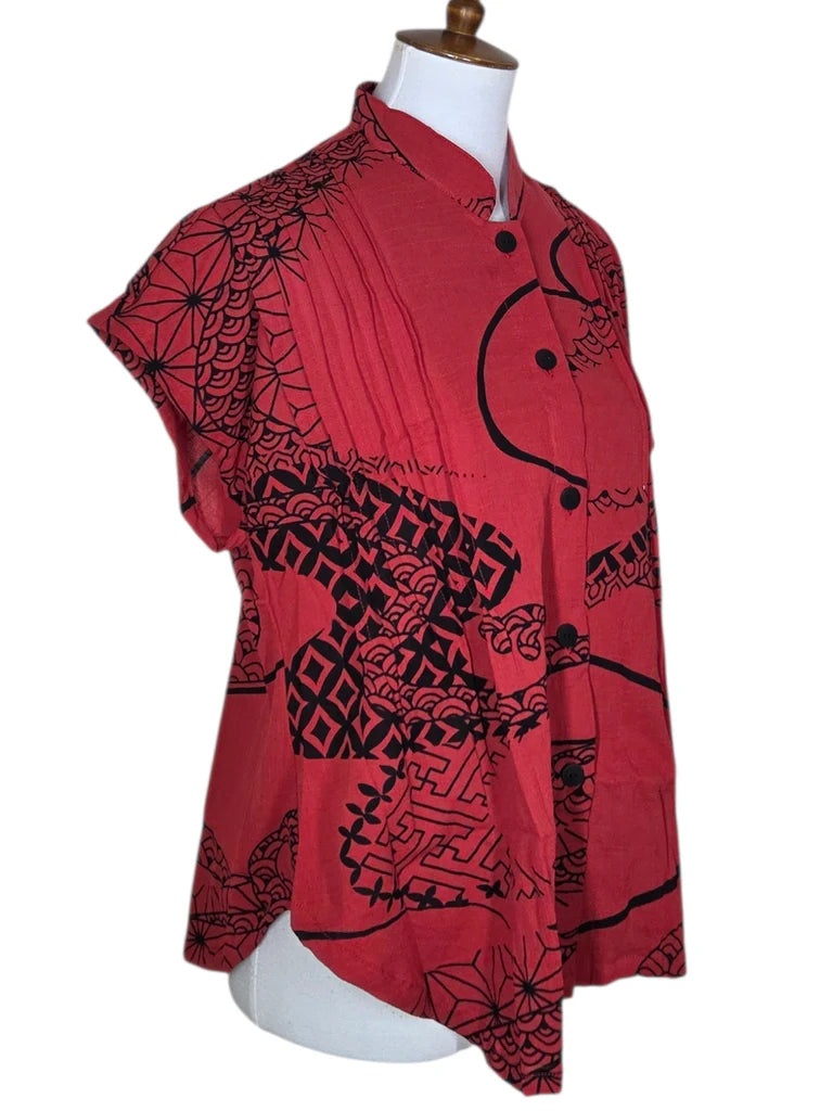 Yasuko Pintuck Blouse - KW-126 - Red
