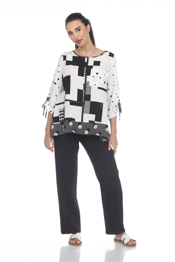 MOONLIGHT Multi Pattern Black and White Tunic - 3005