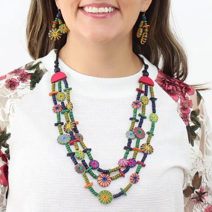 SYLCA Multicolor Teagan Triple Necklace