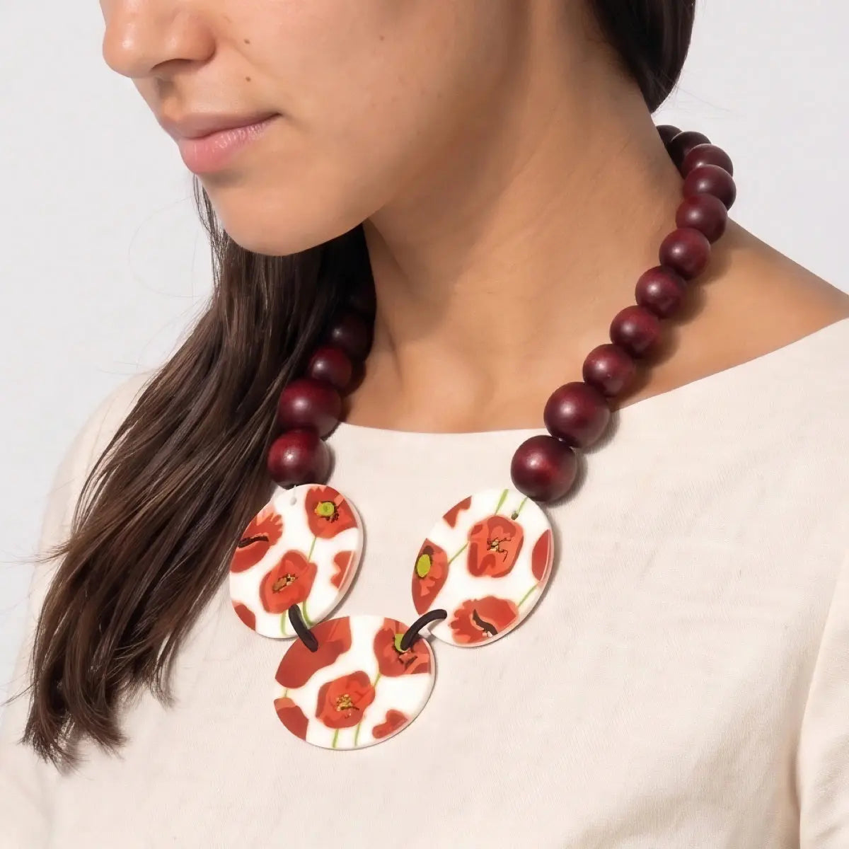 SYLCA Brown Poppies Choker Necklace - SD26N29 - POPPIES