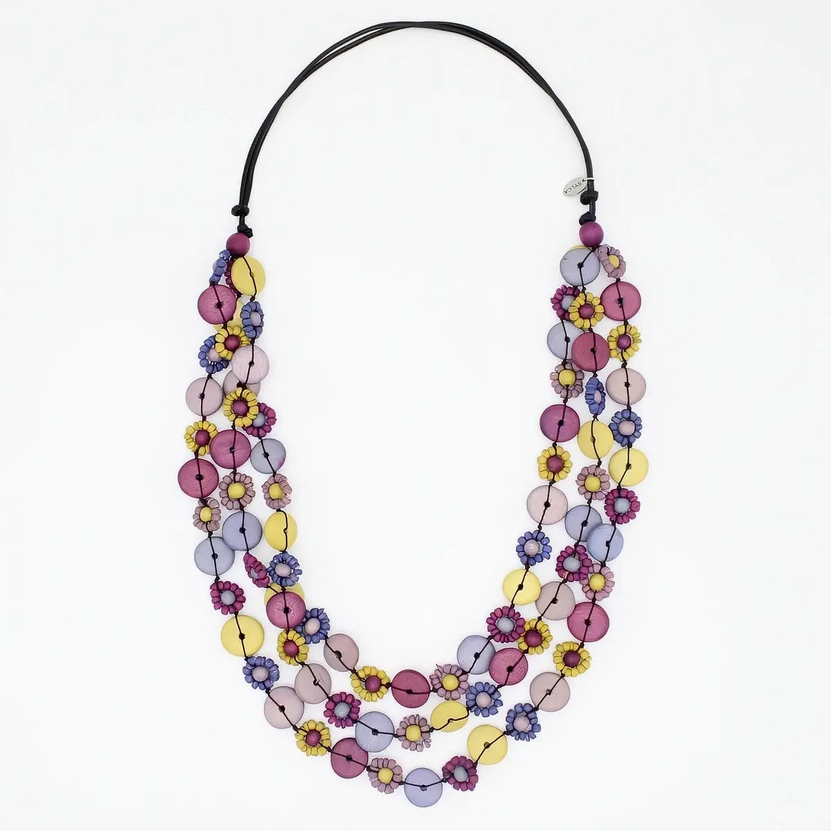 SYLCA Purple Petite Daisy Triple Strand Necklace