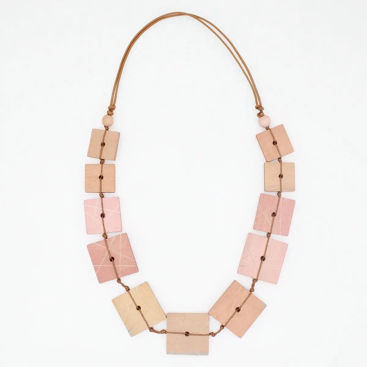 SYLCA Natural Wooden Mosaic Necklace