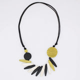 SYLCA Chartreuse Wood Fringe Necklace