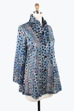 DAMEE HOLOGRAPHIC SCALE MESH FLARE JKT- 300-BLU