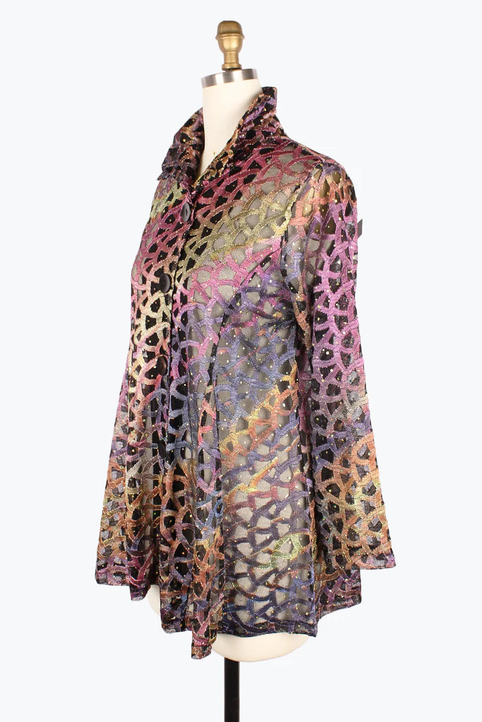 DAMEE HOLOGRAPHIC SCALE MESH FLARE JKT - 300-PLM