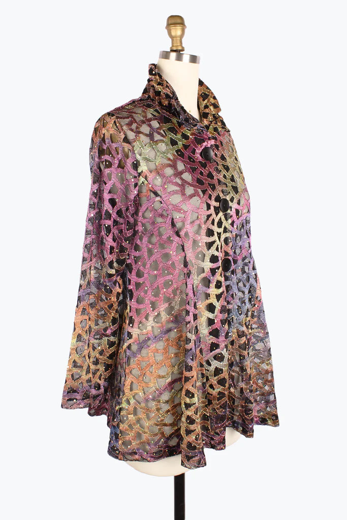 DAMEE HOLOGRAPHIC SCALE MESH FLARE JKT - 300-PLM