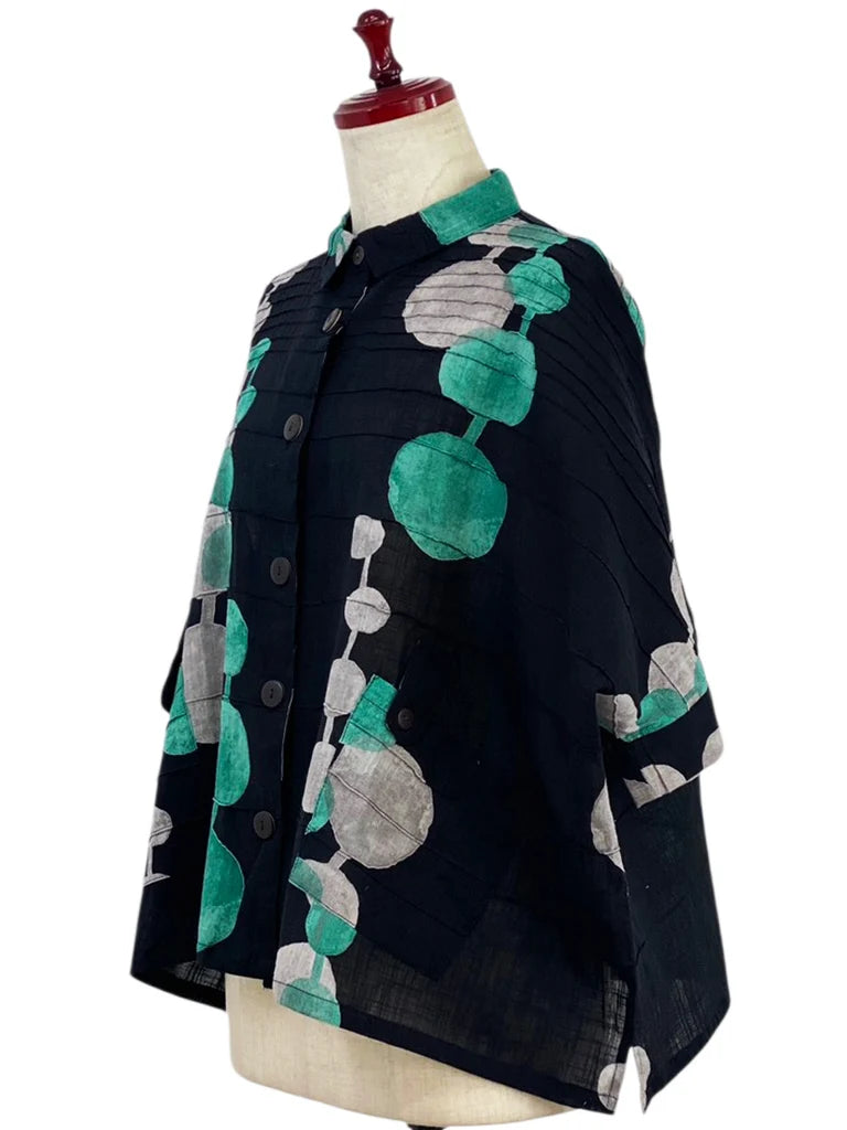 MONA LISA by Pure Fit - Tab Pocket Jacket - Bead Strands Print - 3004-2-BK - BLACK (A)