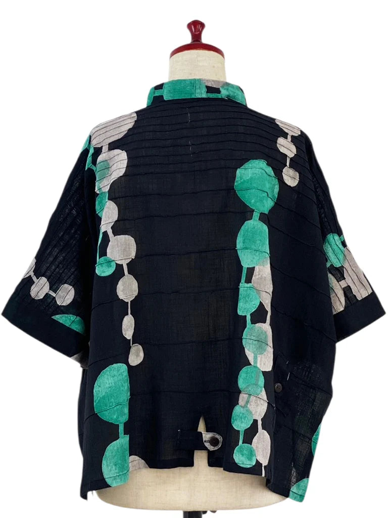 MONA LISA by Pure Fit - Tab Pocket Jacket - Bead Strands Print - 3004-2-BK - BLACK (A)
