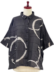 MONA LISA by Pure Fit - Tab Pocket Jacket - Multi Ring Print - 3004-3-BK - BLACK (A)