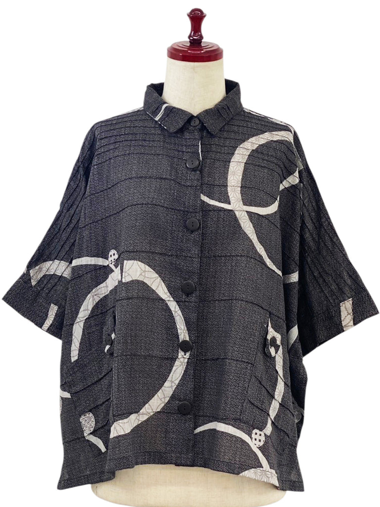MONA LISA by Pure Fit - Tab Pocket Jacket - Multi Ring Print - 3004-3-BK - BLACK (A)